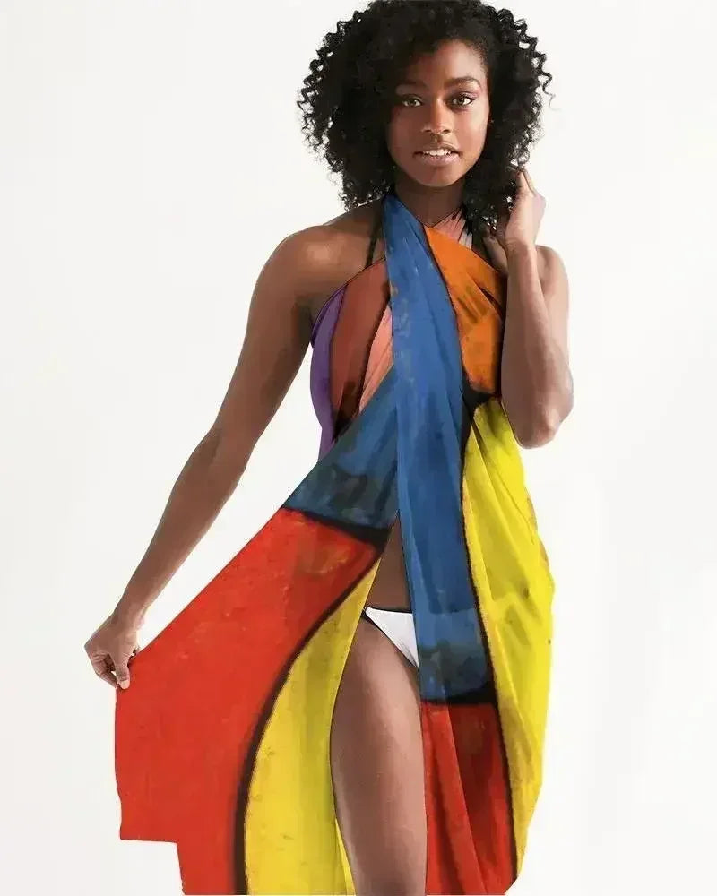 Sheer Sarong Swimsuit Cover Up Wrap / Block Multicolor