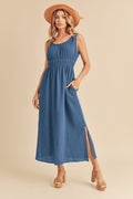 New Summer Side Slit Round Neck Sleeveless Tank Dress For Women  Casual, Comfortable & Effortlessly Stylish for Warm Weather