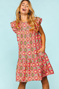 Full Size Ruffled Printed Dress with Side Pockets For Women – Trendy Ruffled Dress, Stylish Printed Dress, Pocketed Ruffled Dress, Casual Printed Dress, Functional Dress with Pockets, Flattering Ruffled Dress, Chic Printed Dress with Pockets