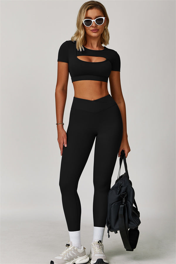 The Lavish Cut-out Crop Top Leggings 2-Piece Set