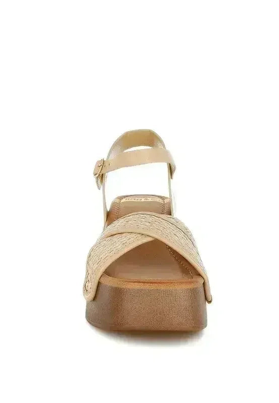 Qasa Studded Raffia Clog Sandals
