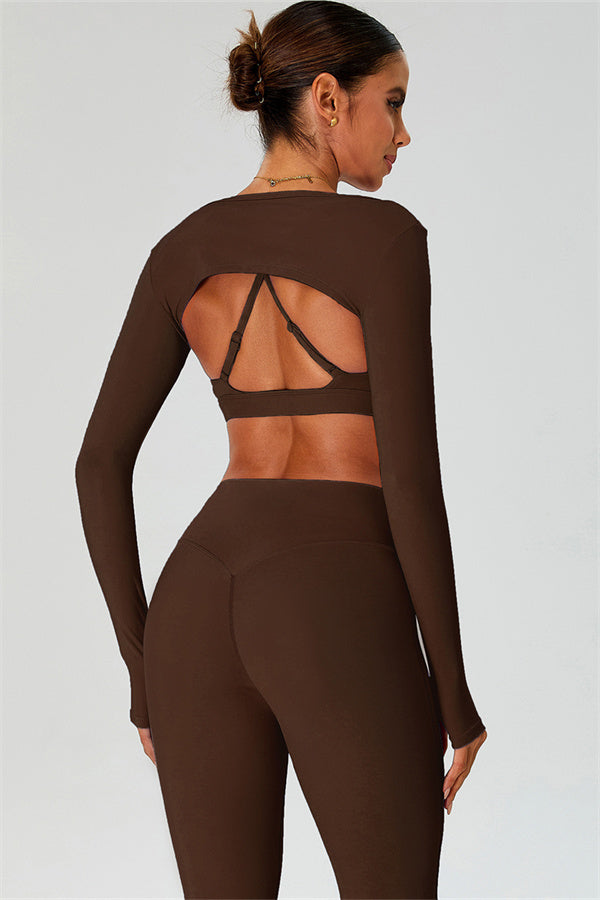 The Ember Sports Bra Crop Top Flared Leggings 3-Piece Set