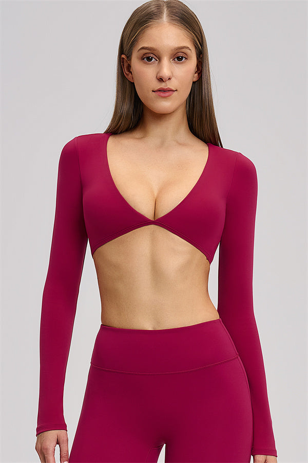 The Zestful Long Sleeve Crop Top Shorts 2-Piece Set