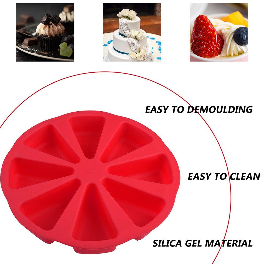 8 Cavity Pans Mold Silicone Cake Baking Heat-Resistant Reusable Cake Maker Colorful Soft Dessert Making Tools  Cavity Scone Mold Cake Slice Pizza Slice Baking Mold Cornbread Mold For Cake Pizza