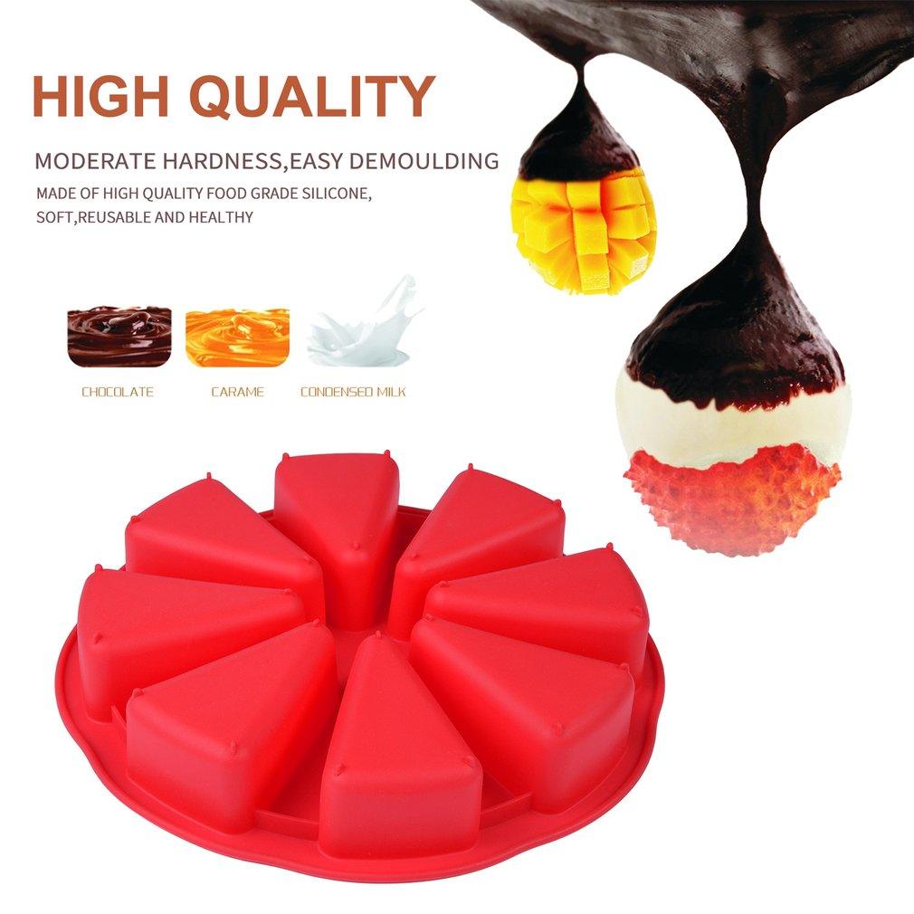 8 Cavity Pans Mold Silicone Cake Baking Heat-Resistant Reusable Cake Maker Colorful Soft Dessert Making Tools  Cavity Scone Mold Cake Slice Pizza Slice Baking Mold Cornbread Mold For Cake Pizza