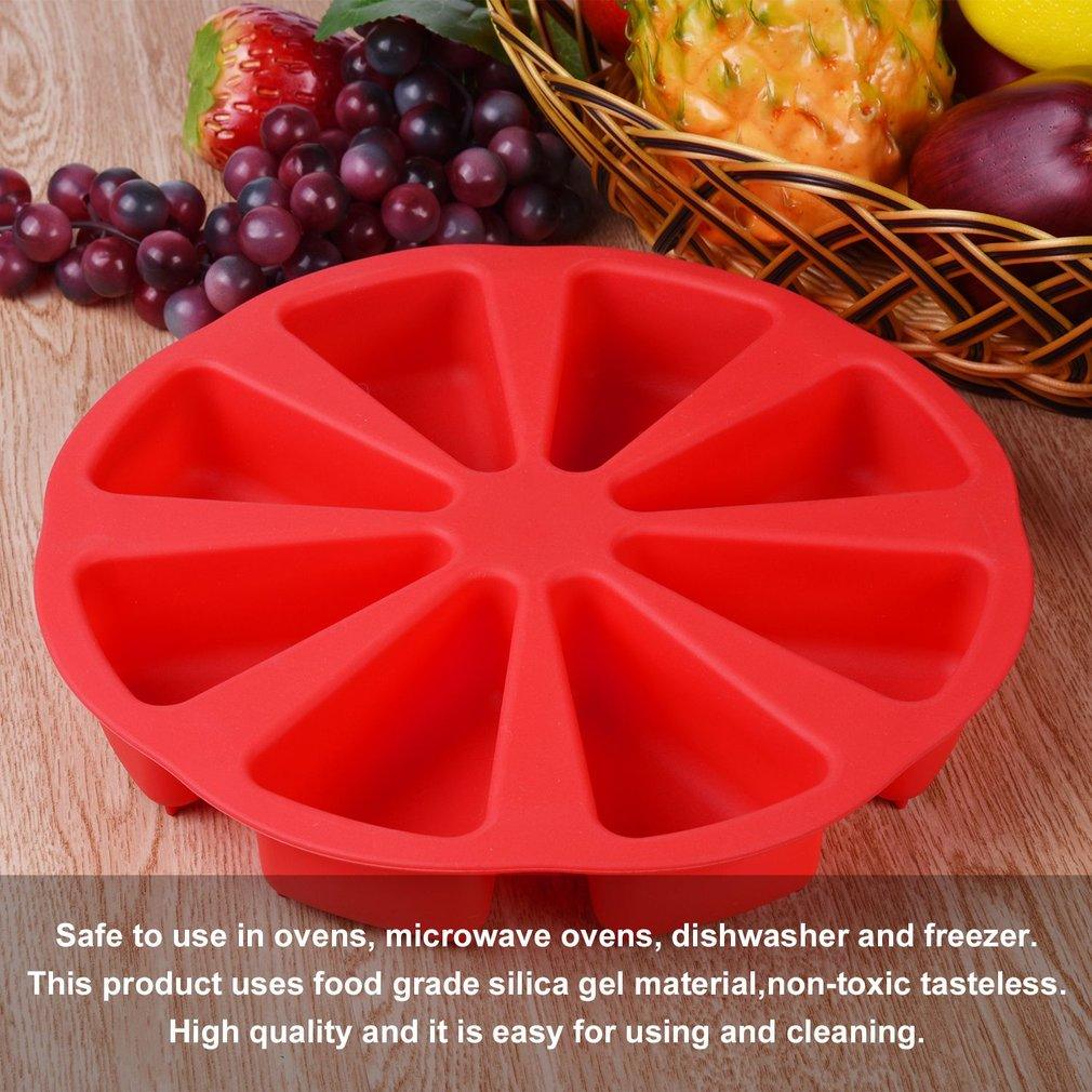 8 Cavity Pans Mold Silicone Cake Baking Heat-Resistant Reusable Cake Maker Colorful Soft Dessert Making Tools  Cavity Scone Mold Cake Slice Pizza Slice Baking Mold Cornbread Mold For Cake Pizza