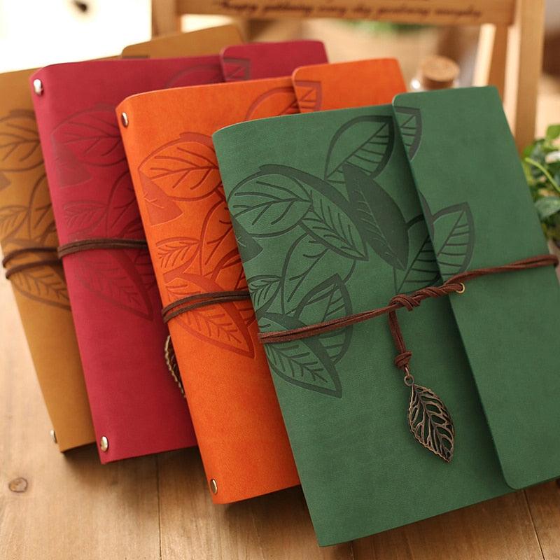 8 Inch PU Leather Vintage Antique Kraft Paper Photo Albums 30 Sheets for Baby Birthday Gifts Leaves Home Decor Young Commemorate  Paper Baby Family Scrapbook Albums