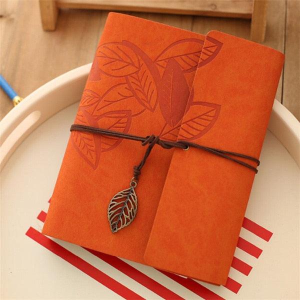 8 Inch PU Leather Vintage Antique Kraft Paper Photo Albums 30 Sheets for Baby Birthday Gifts Leaves Home Decor Young Commemorate  Paper Baby Family Scrapbook Albums