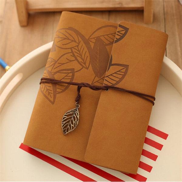 8 Inch PU Leather Vintage Antique Kraft Paper Photo Albums 30 Sheets for Baby Birthday Gifts Leaves Home Decor Young Commemorate  Paper Baby Family Scrapbook Albums