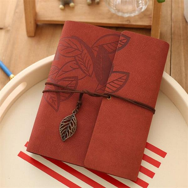 8 Inch PU Leather Vintage Antique Kraft Paper Photo Albums 30 Sheets for Baby Birthday Gifts Leaves Home Decor Young Commemorate  Paper Baby Family Scrapbook Albums