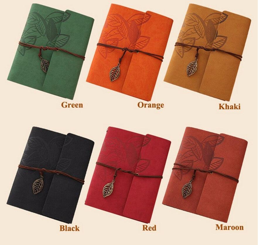 8 Inch PU Leather Vintage Antique Kraft Paper Photo Albums 30 Sheets for Baby Birthday Gifts Leaves Home Decor Young Commemorate  Paper Baby Family Scrapbook Albums