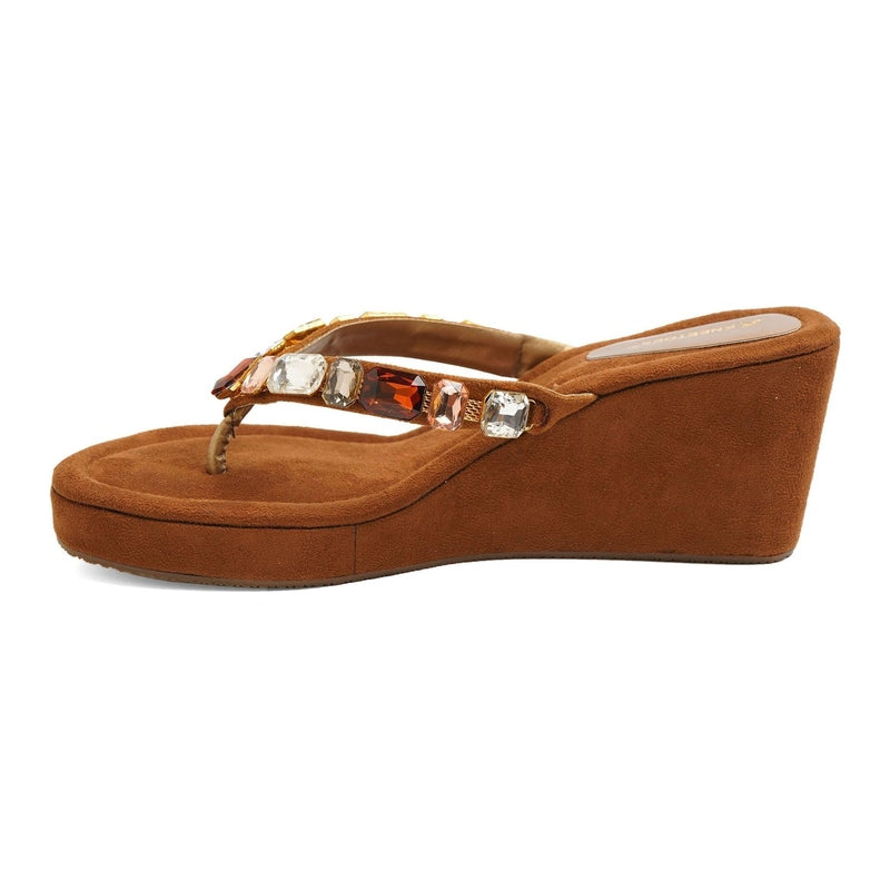 Crystelle - Brown Thong Wedges