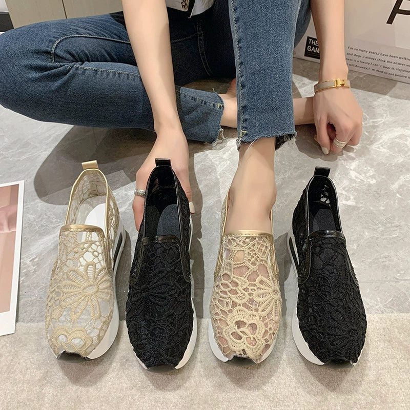 Lace Breathable Platform Slip-On