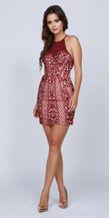 Juliet 815 Short Halter Fitted Dress Cut-Out Back