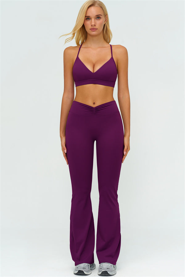 The Lushness Y-Back Sports Bra Flared Leggings 2-Piece Set