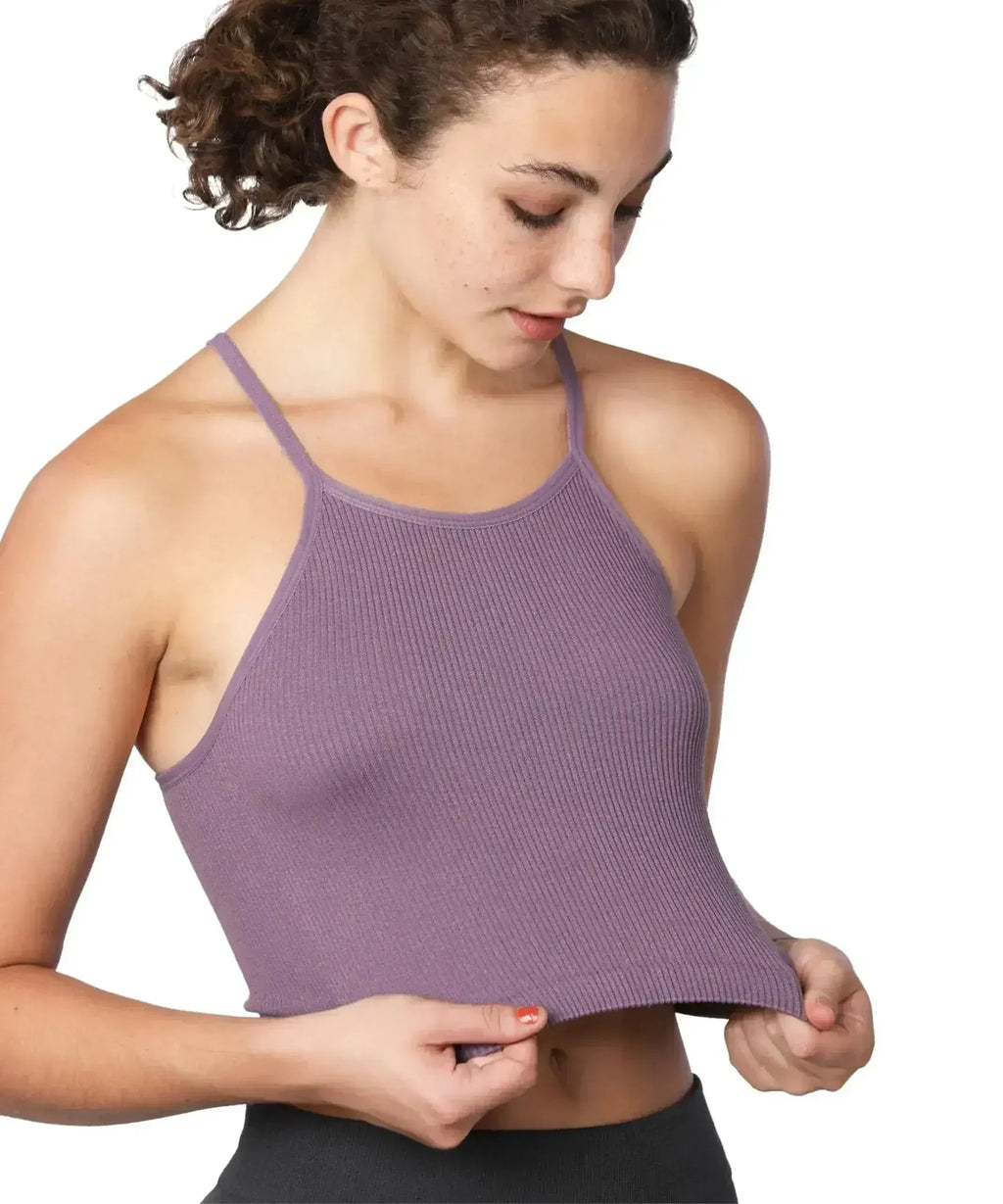 Isadora Paccini Ribbed Crop Top - Sleeveless Scoop Neck