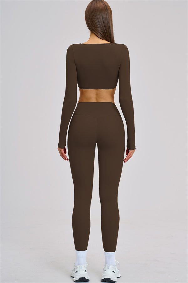 The Zestful Long Sleeve Crop Top Leggings 2-Piece Set