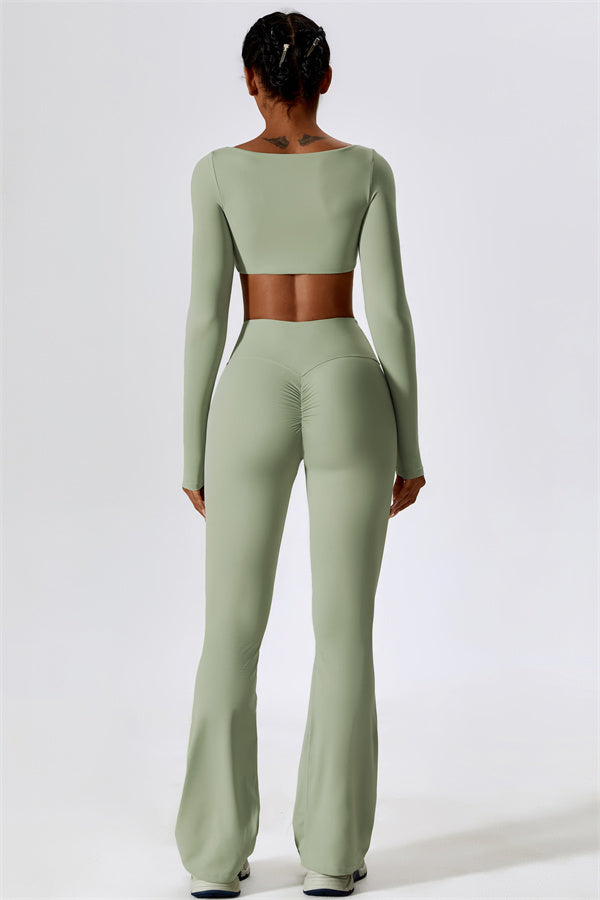 The Lily Belle Crop Top Flared Leggings 2-Piece Set