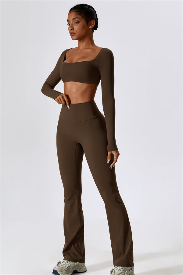 The Lily Belle Crop Top Flared Leggings 2-Piece Set