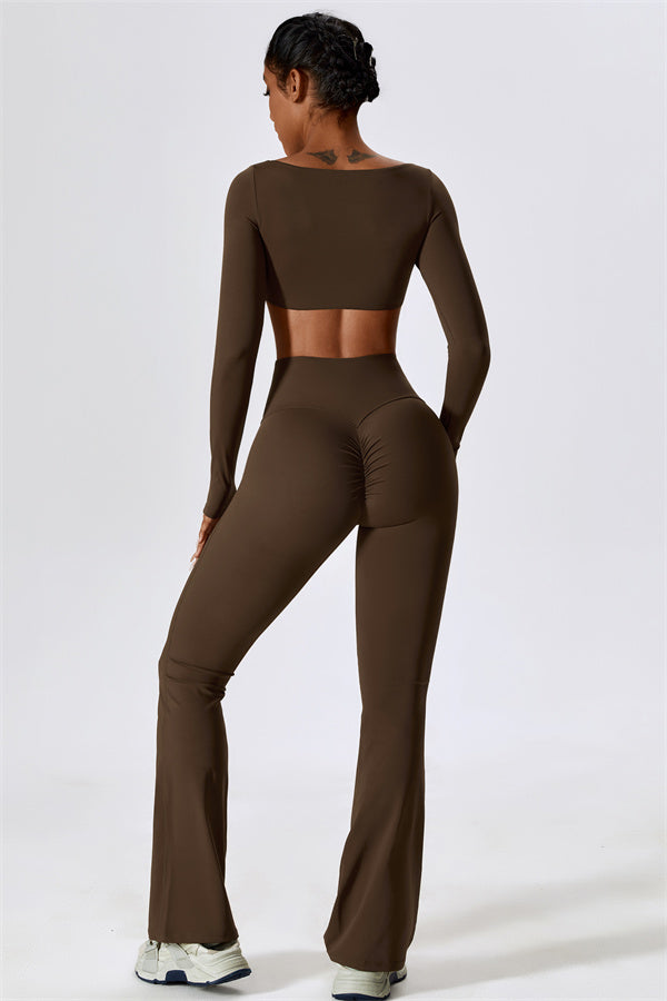 The Lily Belle Crop Top Flared Leggings 2-Piece Set