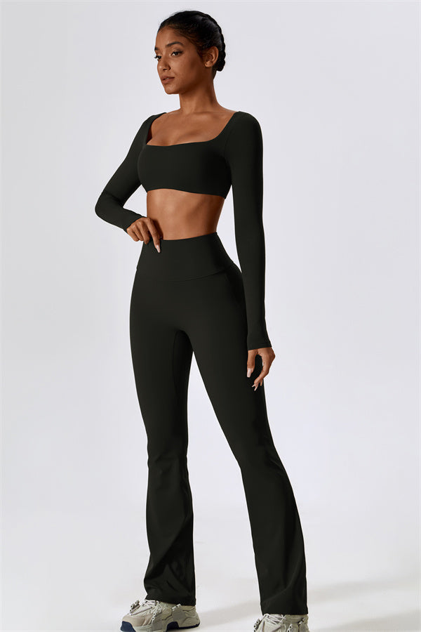 The Lily Belle Crop Top Flared Leggings 2-Piece Set
