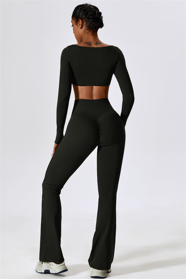 The Lily Belle Crop Top Flared Leggings 2-Piece Set