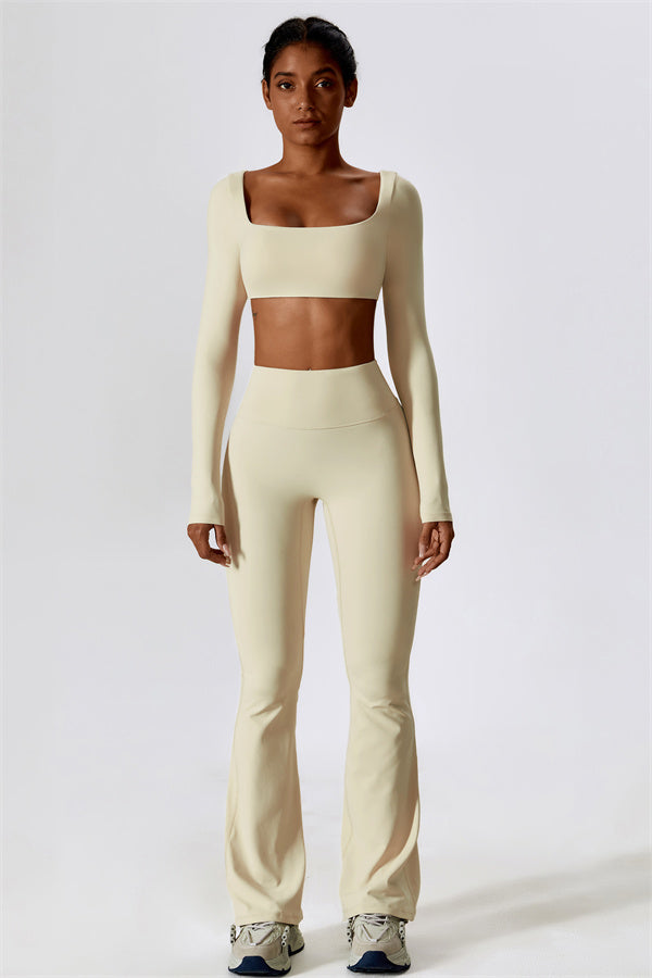 The Lily Belle Crop Top Flared Leggings 2-Piece Set
