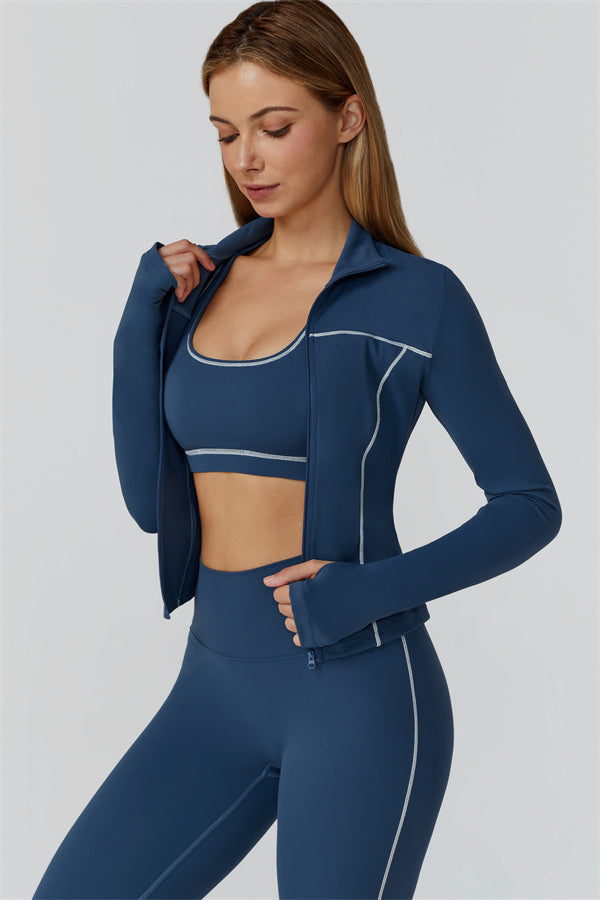 The Venus Zip Top Sports Bra Leggings 3-Piece Set