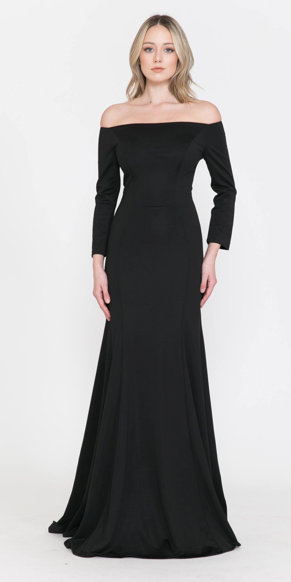 CLEARANCE - Poly USA | Ed Young 8378 Off-Shoulder Long Dress with Long Sleeves (Size M)