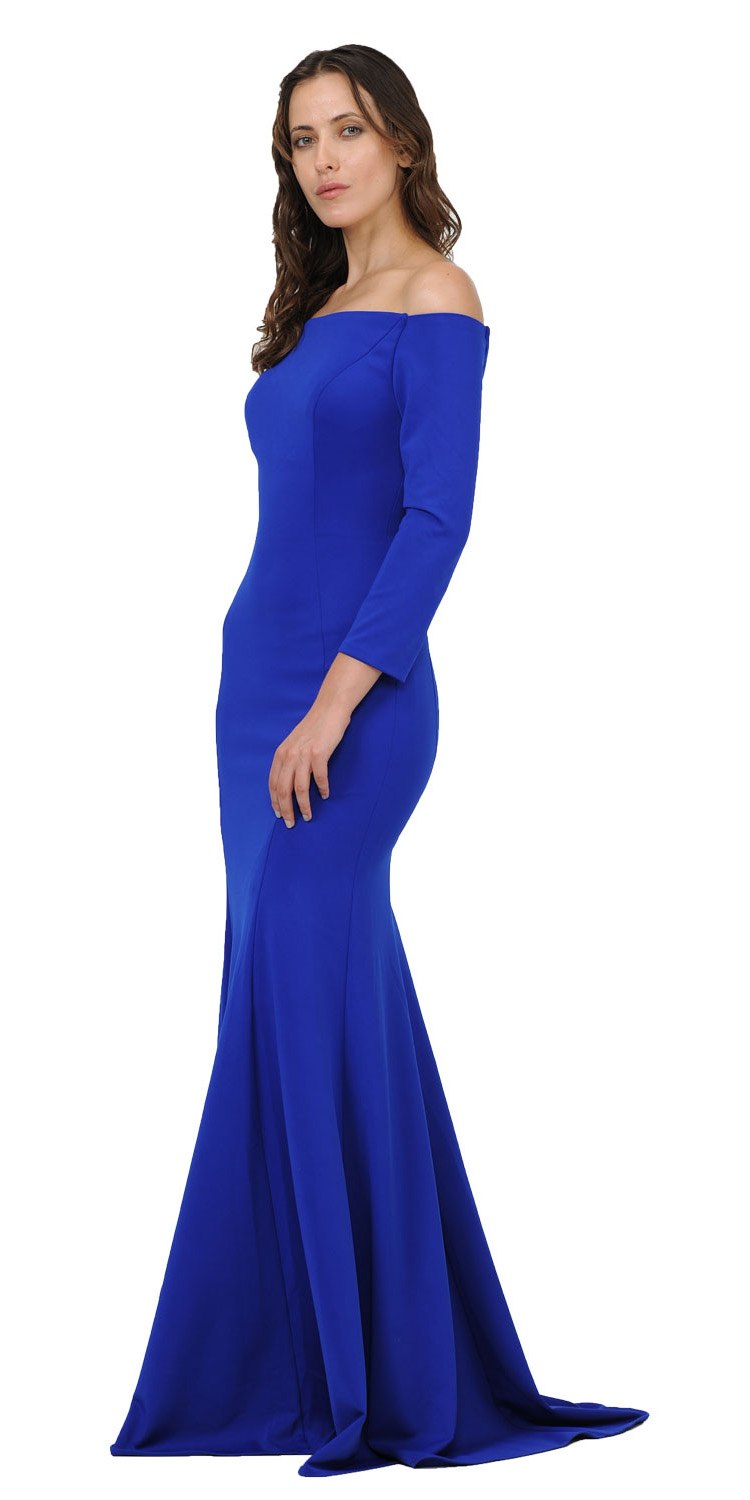 CLEARANCE - Poly USA | Ed Young 8378 Off-Shoulder Long Dress with Long Sleeves (Size M)