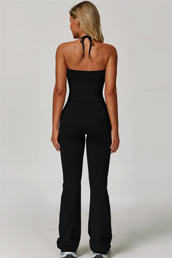 The Surge Halter Crop Top Flared Leggings 2-Piece Set