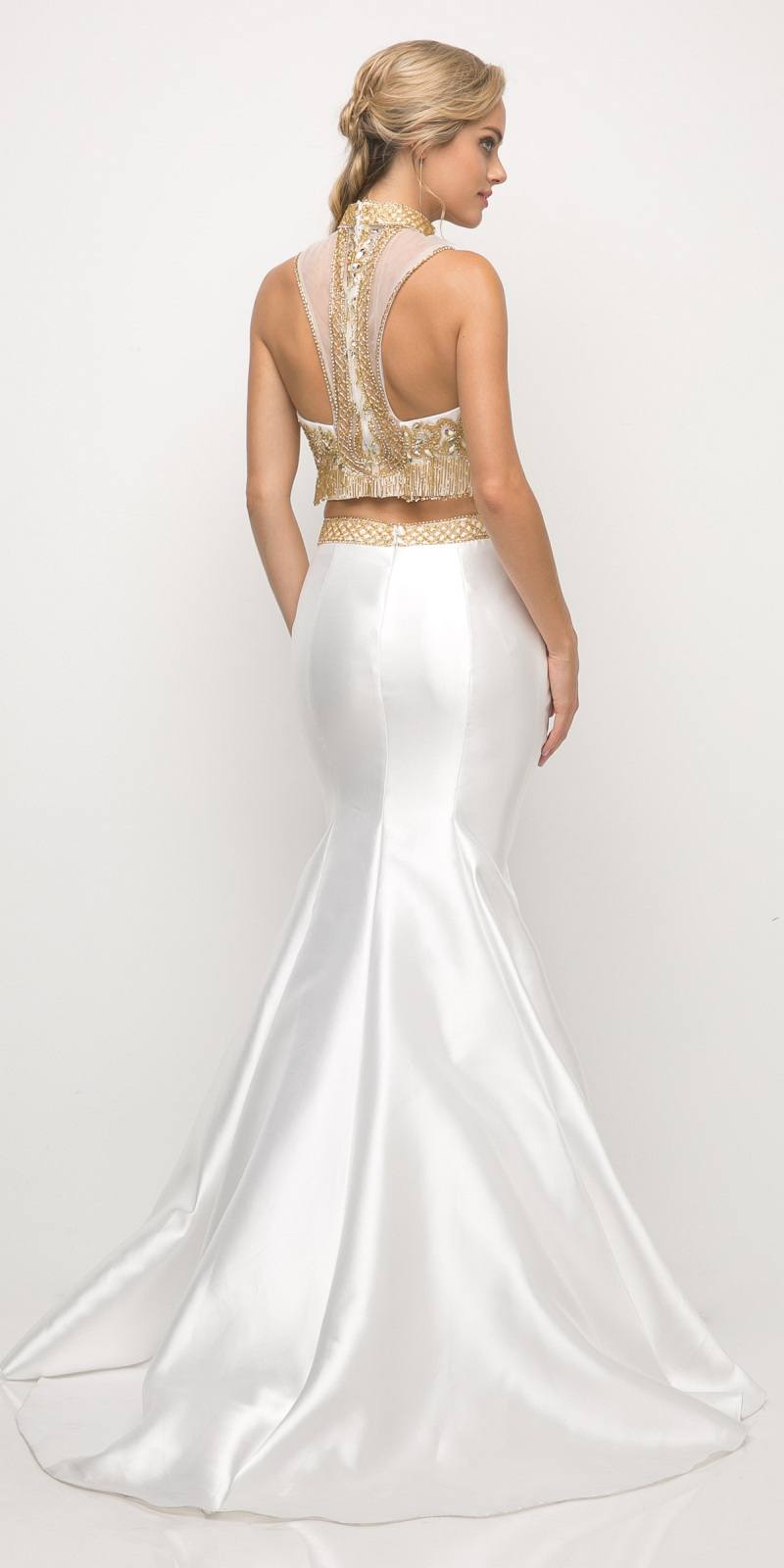 Cinderella Divine 84016 Beaded Bodice 2 Piece Mermaid Gown T-Back