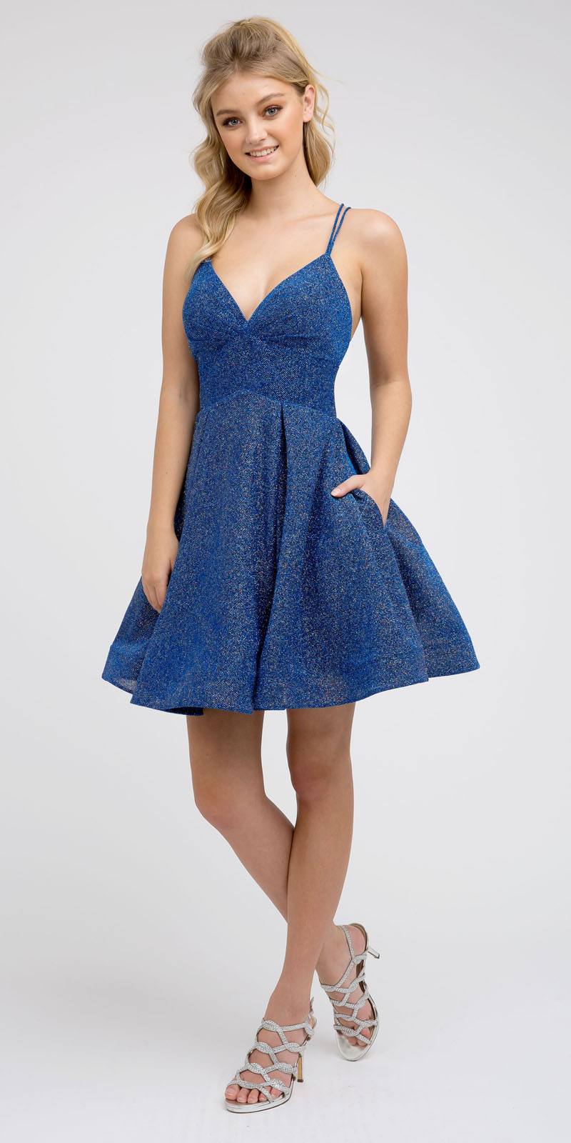 CLEARANCE - Juliet 850 Short V-Neck A-Line Dress with Pockets (Size XS)