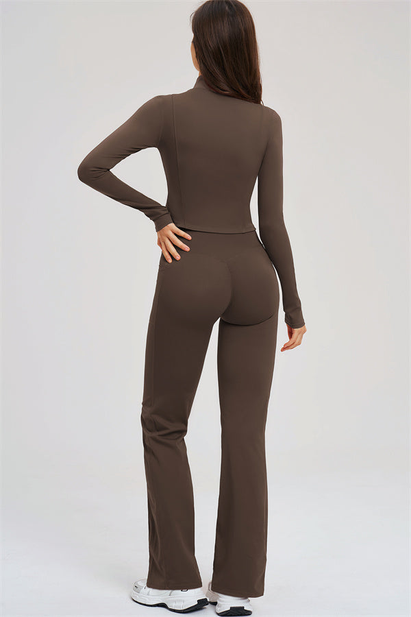 The Sizzle Zip Jacket Sports Bra Flared Leggings 3-Piece Set