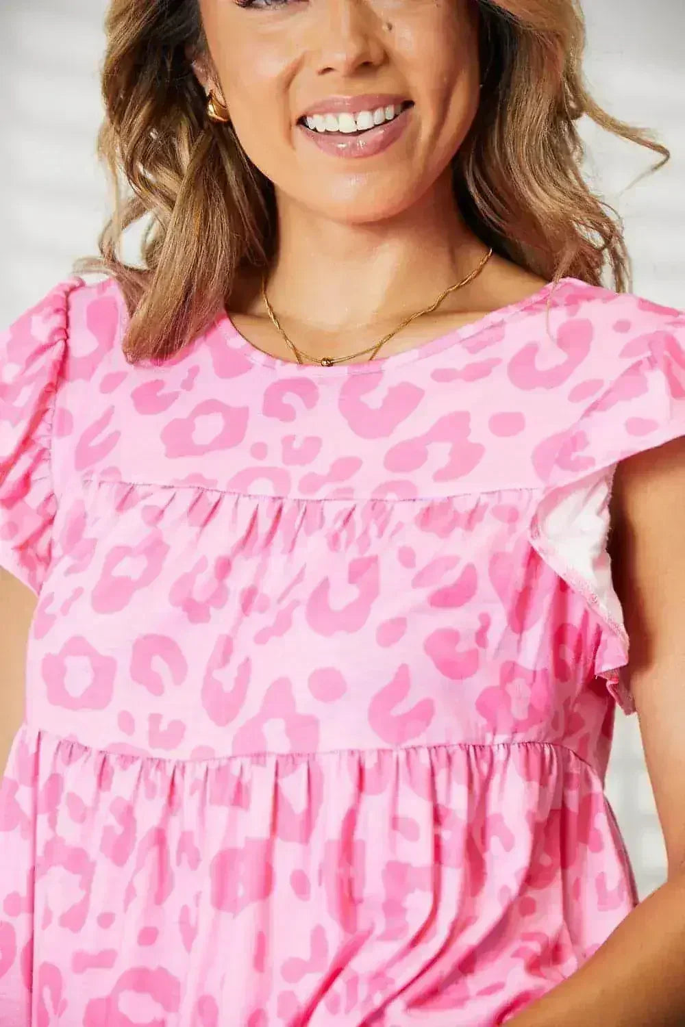 Leopard Tiered Blouse - Long Sleeve Flowy Top | Femstylo
