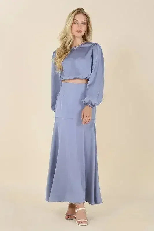 Dressed up satin two-piece mermaid dress set