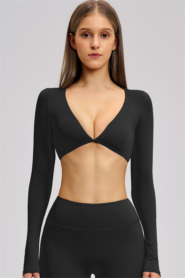 The Zestful Long Sleeve Crop Top Flared Leggings 2-Piece Set