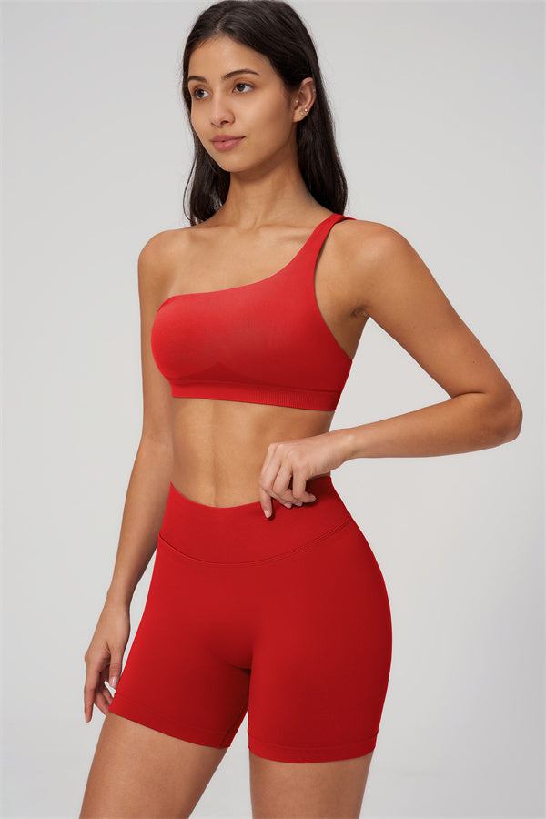 The Empower One-Shoulder Sports Bra Shorts 2-Piece Set