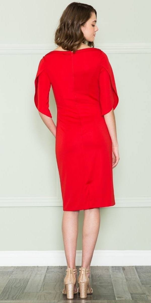 CLEARANCE - Poly USA | Ed Young 8772 Knee Length Heavy Jersey Boat Neck Dress (Size L)