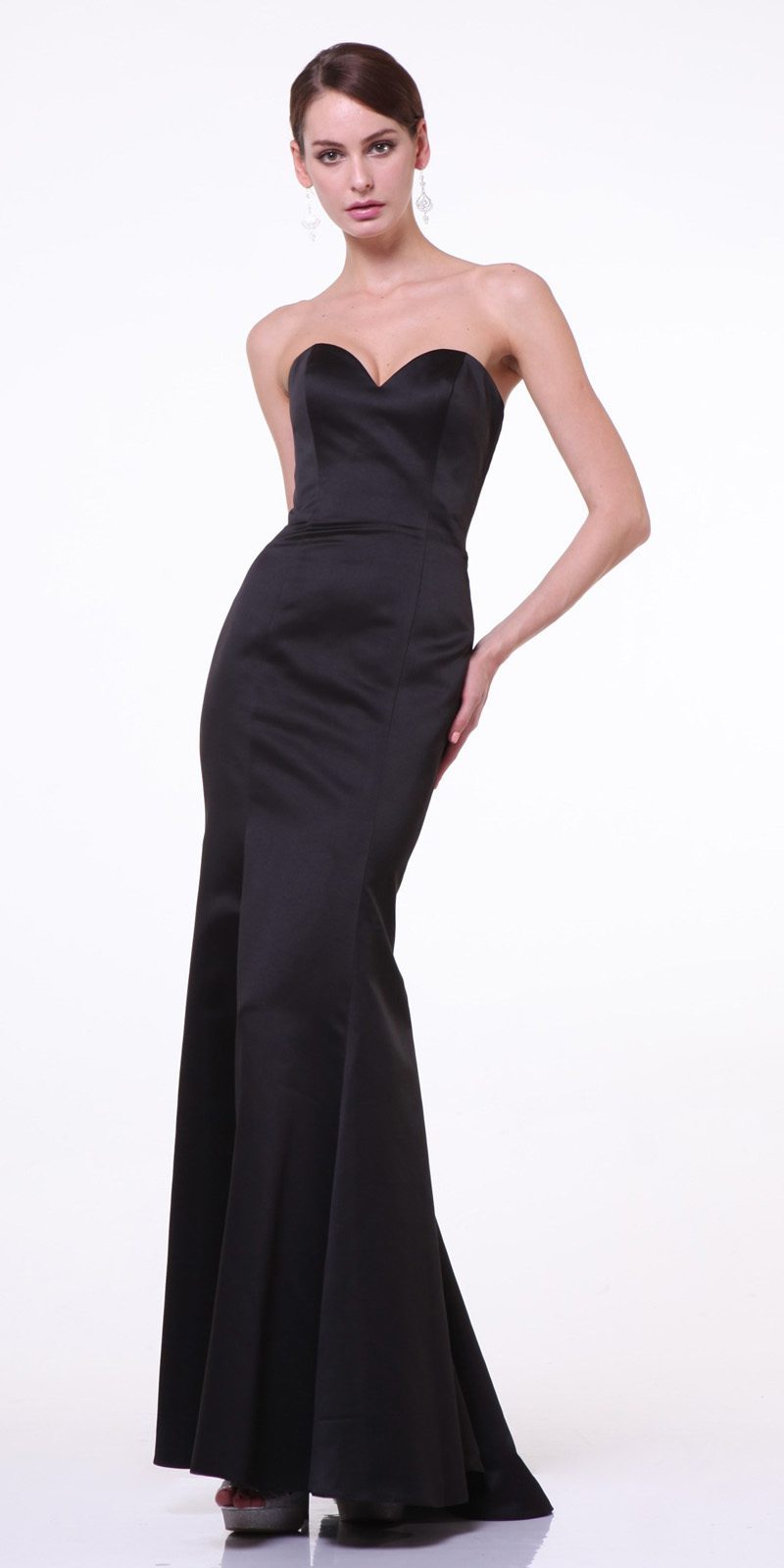 Cinderella Divine 8792 Strapless Sweetheart Neckline Mermaid Satin Gown