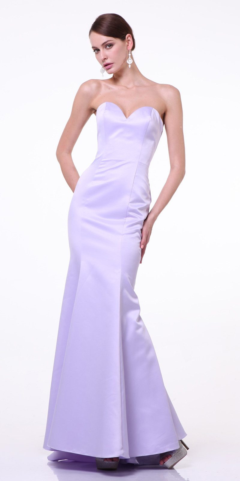 Cinderella Divine 8792 Strapless Sweetheart Neckline Mermaid Satin Gown