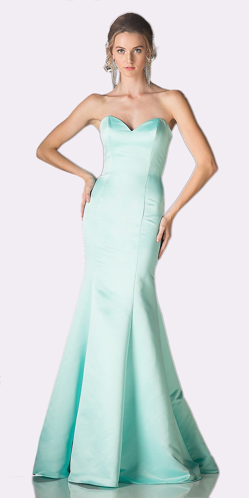 Cinderella Divine 8792 Strapless Sweetheart Neckline Mermaid Satin Gown