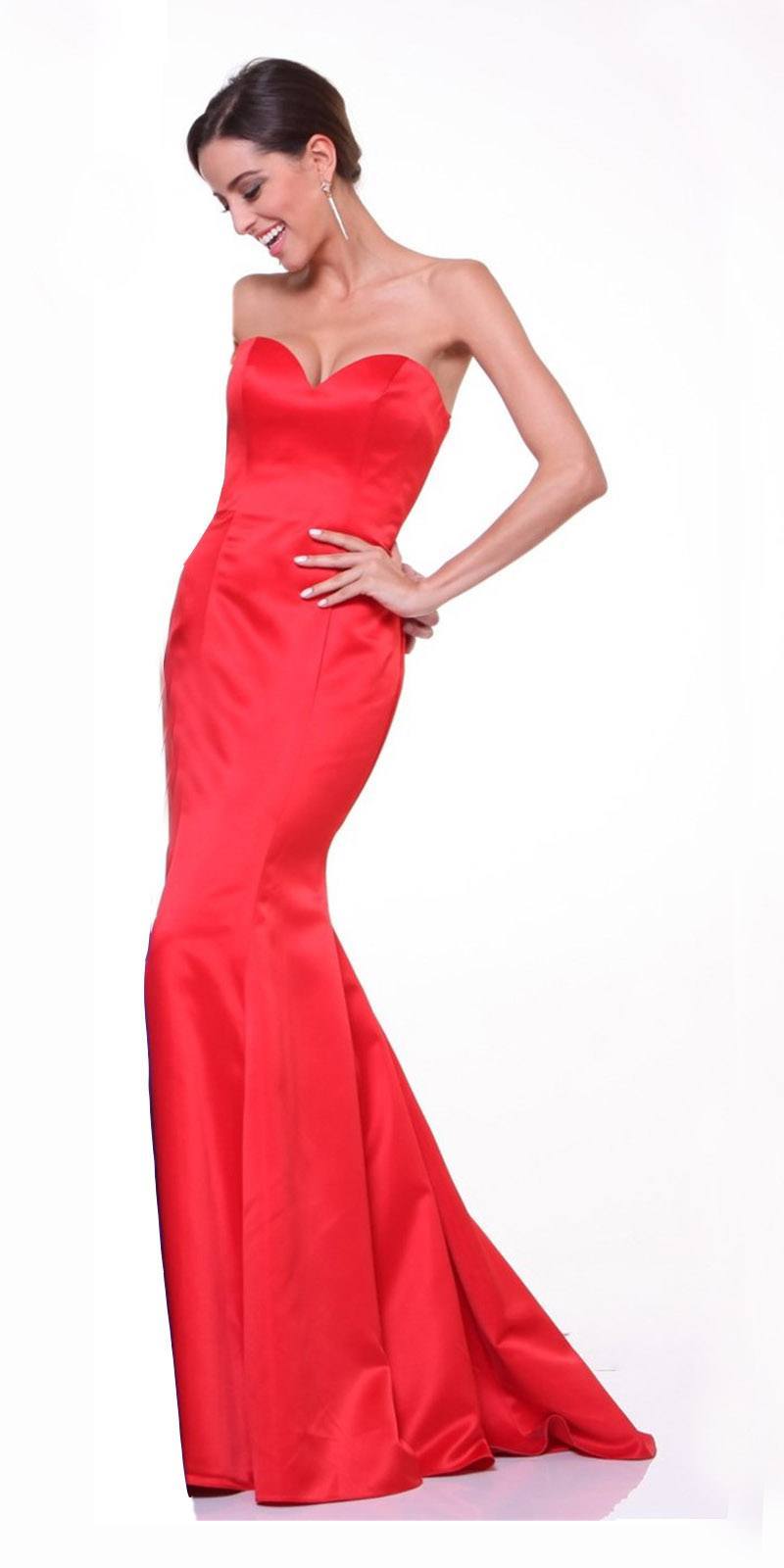 Cinderella Divine 8792 Strapless Sweetheart Neckline Mermaid Satin Gown