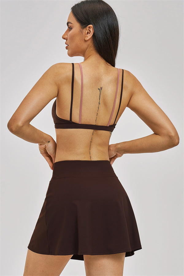 The Seraphine Layered V Sports Bra Skirt 2-Piece Set