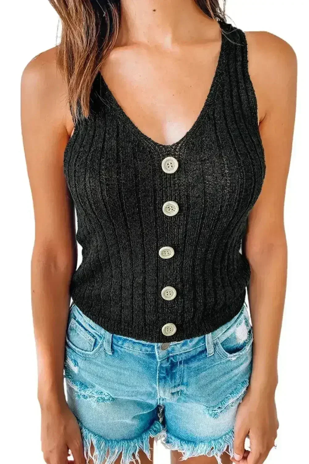 Buttoned Knit Tank