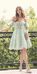 Juliet 891 dress Short Off Shoulder Puff Sleeve Corset Bodice A-Line Dress