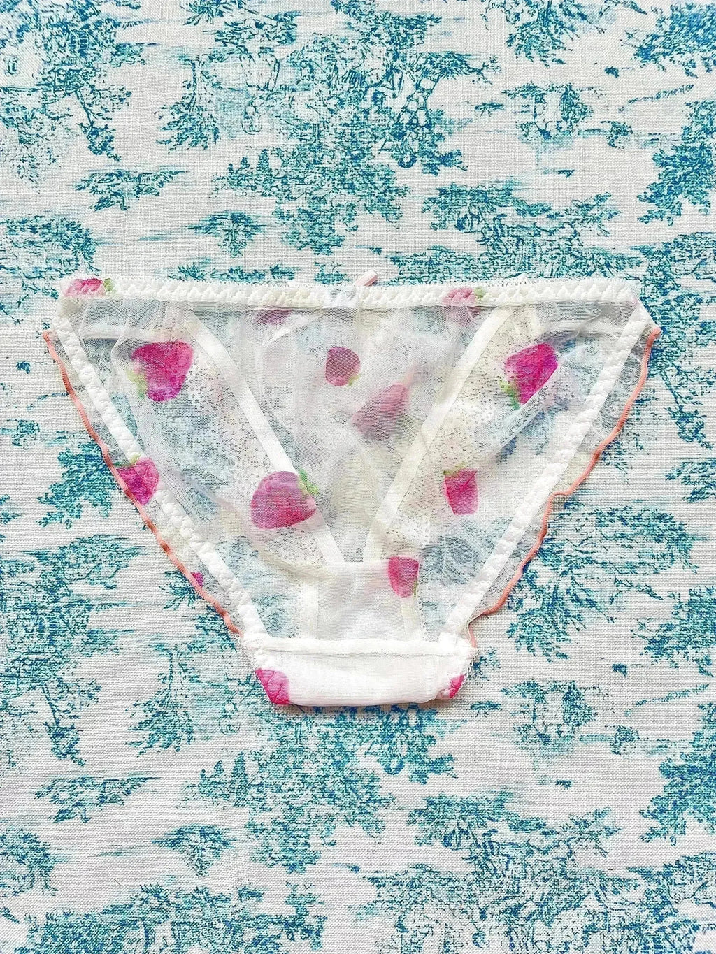 White Mesh Strawberry Panty