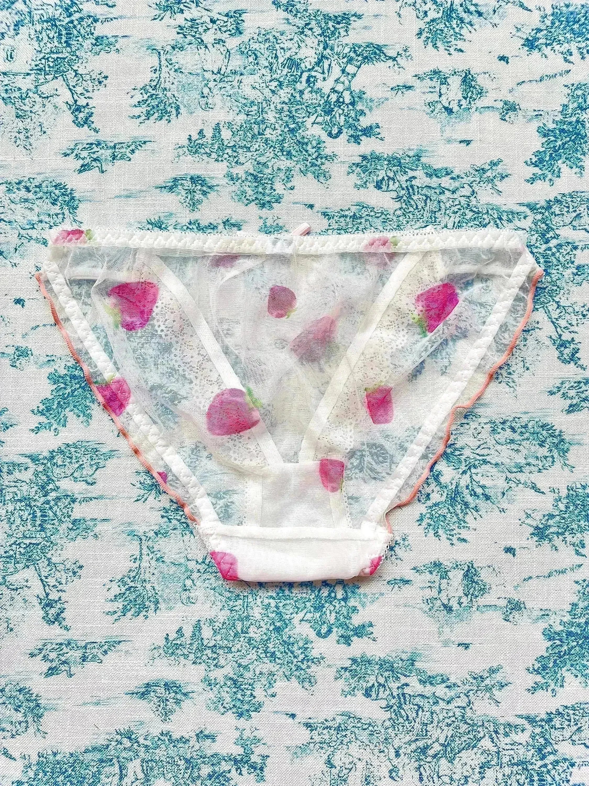 White Mesh Strawberry Panty