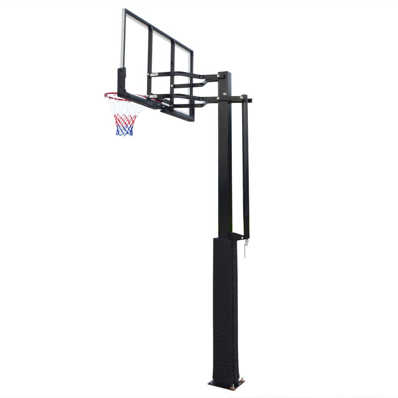Outdoor Buried Hand-operated Height Adjustable Basketball Stand for Backyard Play