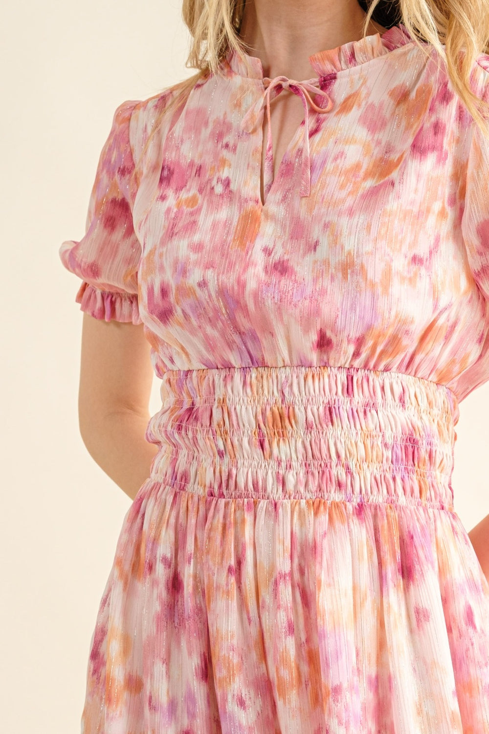Full Size Smocked Waist Printed Midi Dress For Women – Elegant Smocked Midi Dress, Flattering Printed Midi Dress, Comfortable Fluttering Smocked Waist Dress, Vibrant Print Midi Dress, Chic Floral Midi Dress, Versatile Midi Dress